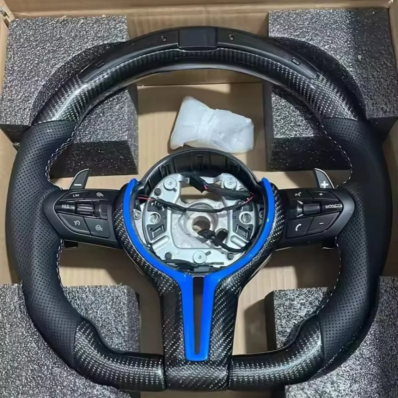 LED Car Steering Wheel Carbon Fiber Leather For BMW F Series F10 F30 F20 F22 F12 F91 F48 E90 E60 E46 E92 X5 E Series Accessories