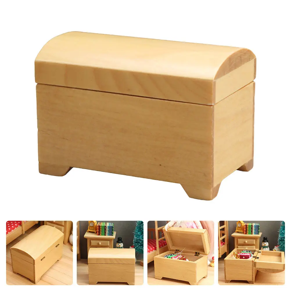 

Mini House Treasure Box Miniature Wooden Storage Box 1:12 Scale Mini Furniture Decoration for Dollhouse Miniature Furniture