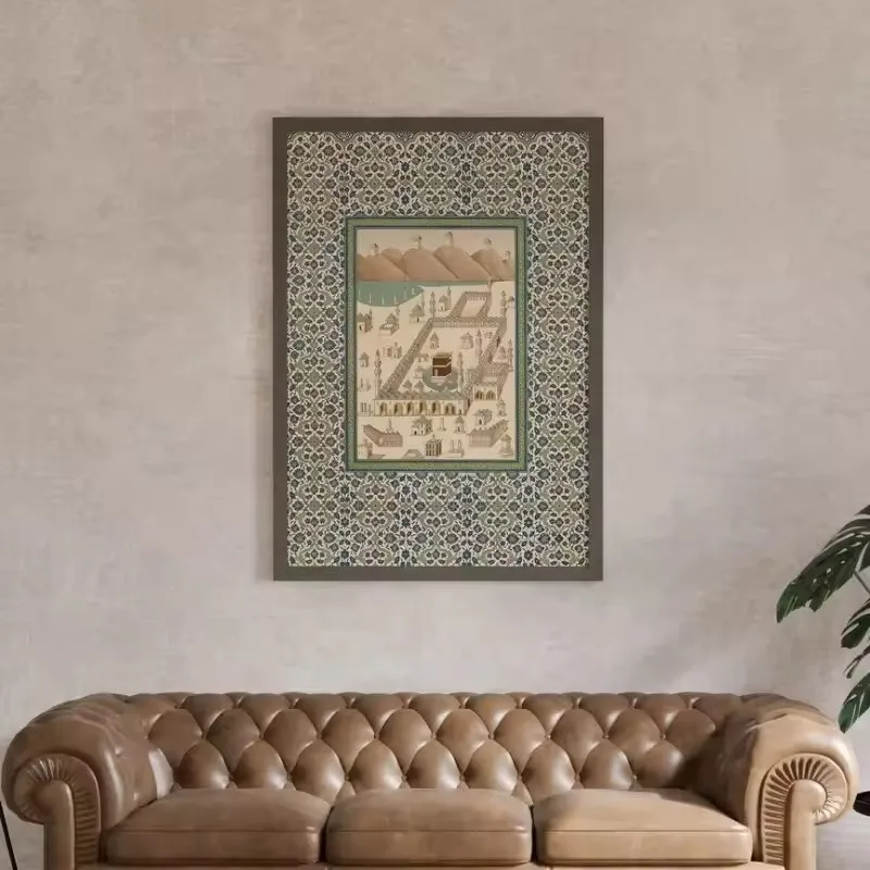 خمر نافذة المسجد الإسلامي العمارة قماش اللوحة مسلم ملصق جدار الفن يطبع صورة لغرفة المعيشة ديكور المنزل هدية