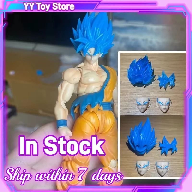 

JEsse Toy Dragon Ball Son Goku Shf Ssj2 Anime Figures Goku Blue Head Carving Accessories Kit Model Head Parts Gift Toys