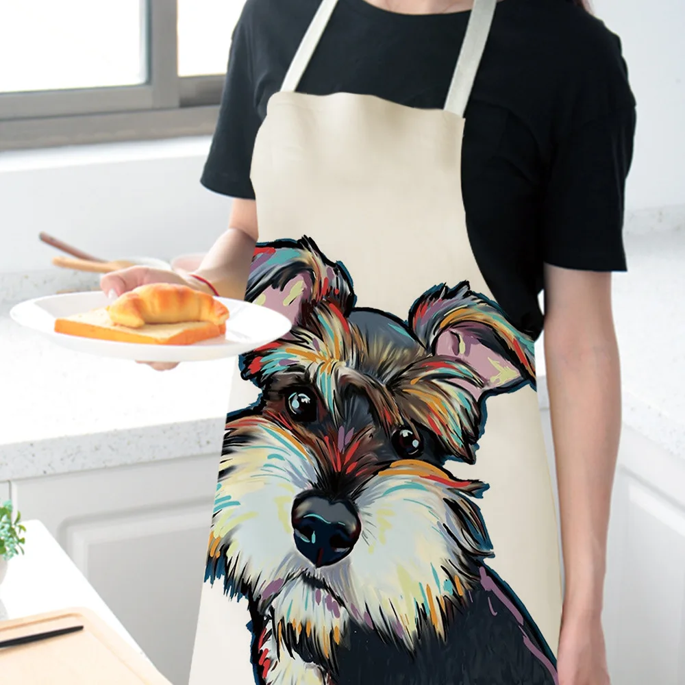 Kitchen household apron Nordic polyester Explosive dog animal series Polyester apron adult overalls Polyester material apron