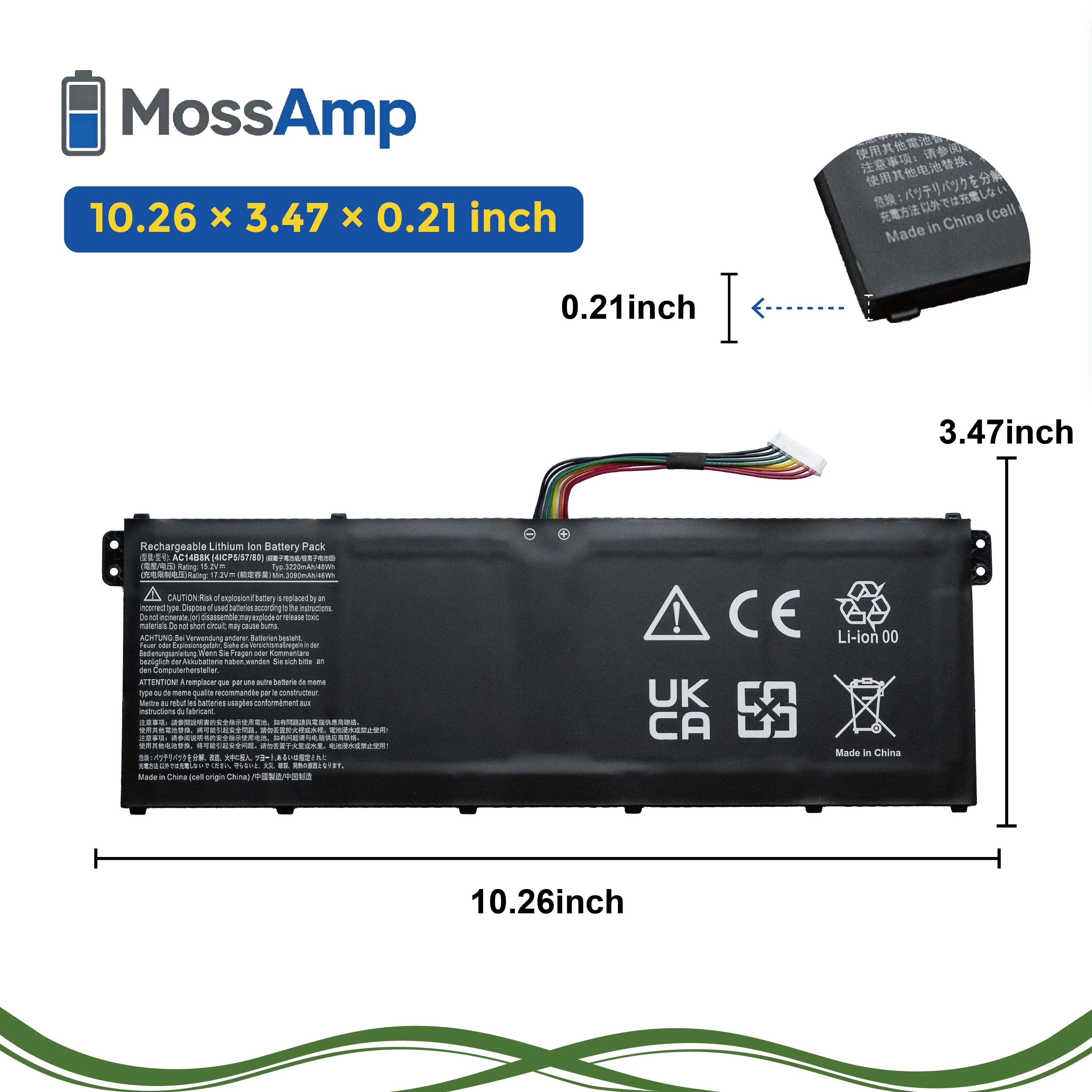 MossAmp AC14B8K Laptop Battery for Aspire Swift Chromebook Nitro E3-111 ES1-511 ES1-520 ES1-531 ES1-731 V3-371 V3-111 3 SF314-51 - view 4