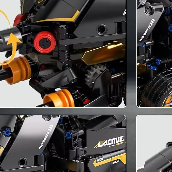 Black Gold Technical Supercar Building Blocks 1/14 Racing Transform Vehicle Diy Assembled Brick Model Collection Birthday Gift