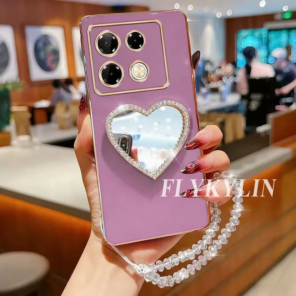 لسامسونج A53 A33 A13 A14 A54 A04 A34 A24 A05 A35 A55 A25 A15 الحب مرآة مع سلسلة كريستال مطلي لينة قذيفة #2