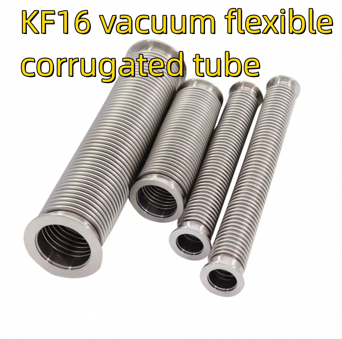 

KF16 вакуумная гибкая гофрированная труба 100–1000 мм, расширяемая соединительная труба с фланцем для быстрой установки. Нержавеющая сталь 304.