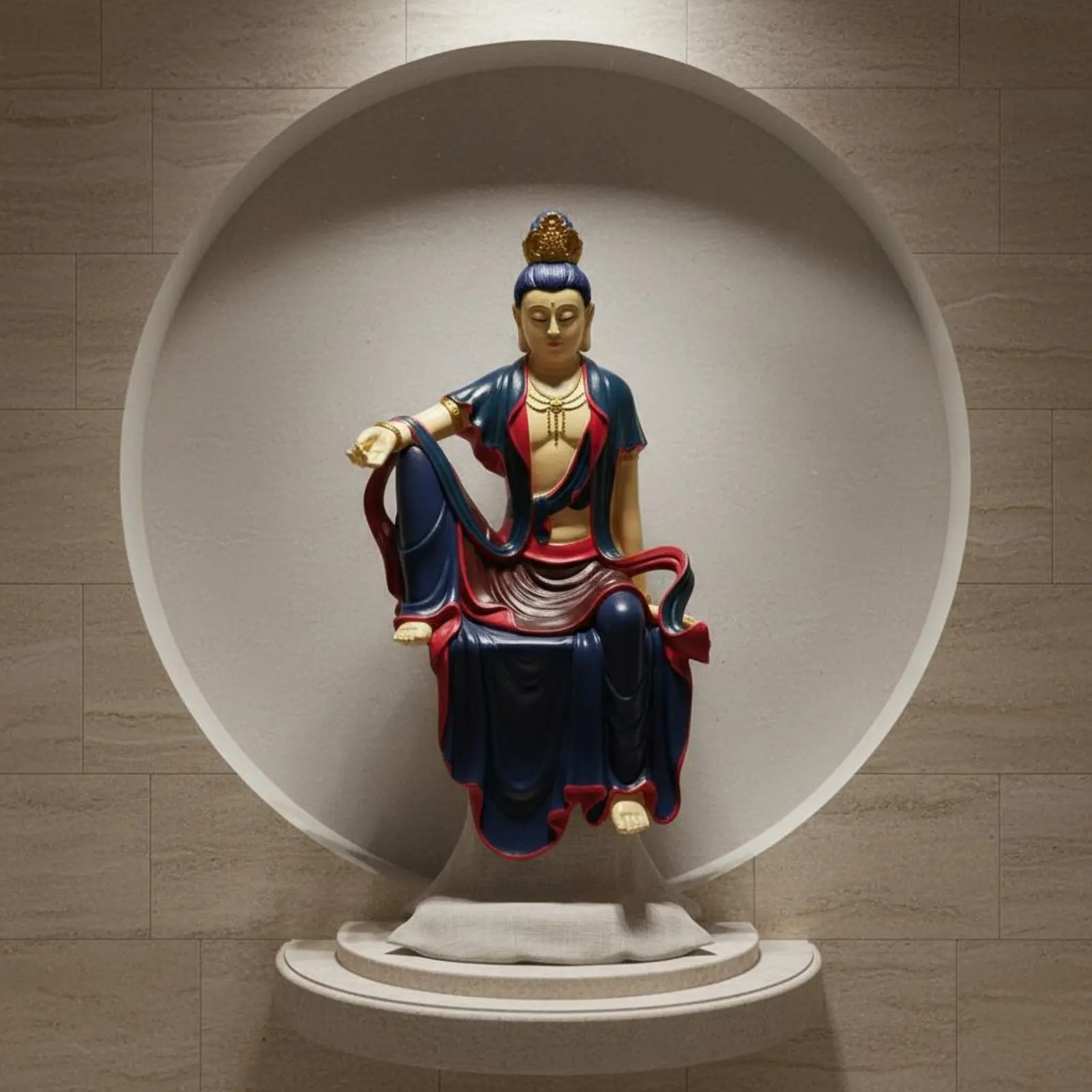 

Water Moon Guanyin Figurine Elegant Gift Guanyin Statue Kwan Yin Figurine Good Luck Symbol Bodhisattva Sculpture Hand-Painted
