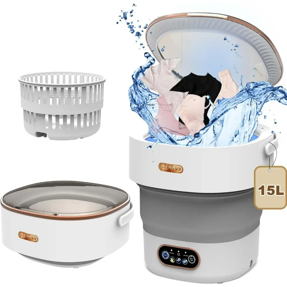 

Portable Washing Machine, 15L Upgraded Portable Small Washing and Dryer Machine with Spin for Travel,Apartment, Baby Clothes