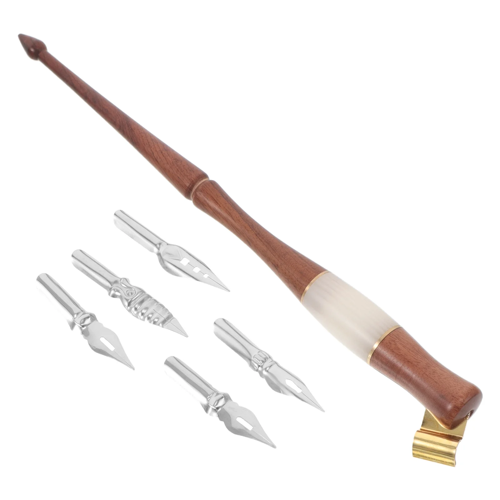 

Retro Solid Wood Calligraphy Pen Dip Pens for Artists European Design Crystal Resin Shaft Smooth Lines Artistic Lettering