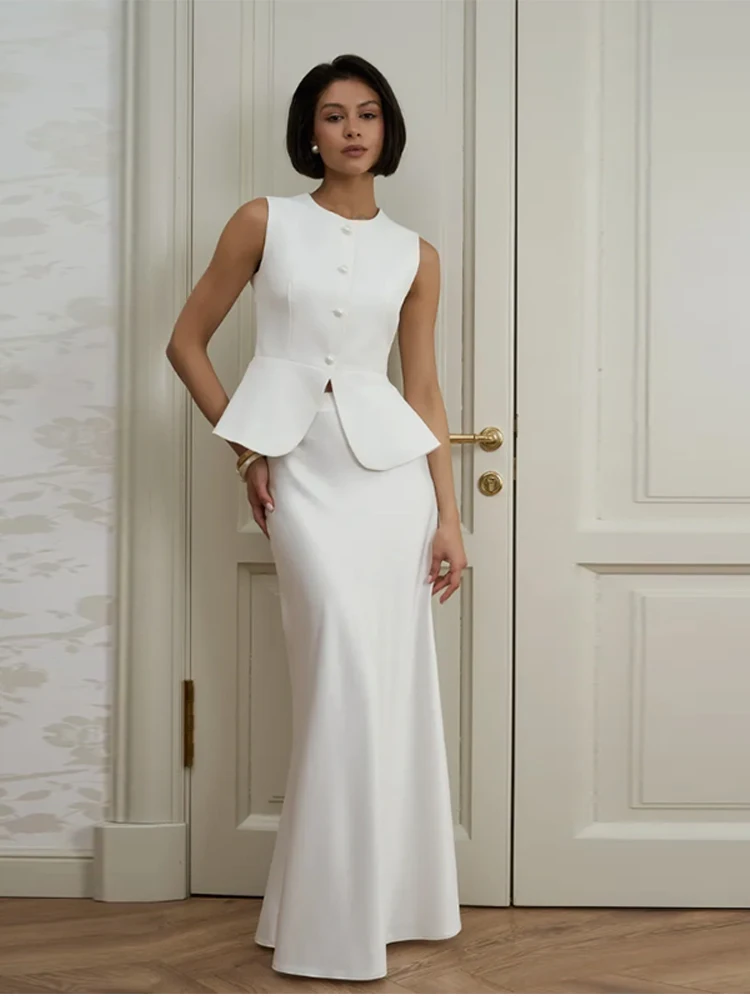 Elegantes, schickes, einreihiges Damen-Oberteil mit Schnürung, ärmellos, O-Ausschnitt, High-Street, schmal geschnitten, formelle Damenweste, Sommer 2026