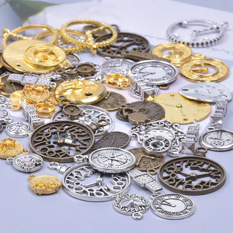 10/20/30Pcs Vintage Mechanical Steampunk Clock Gear Charms Jewelry Wholesale DIY Random Mix Watch Strap Pendant Supplies Finding