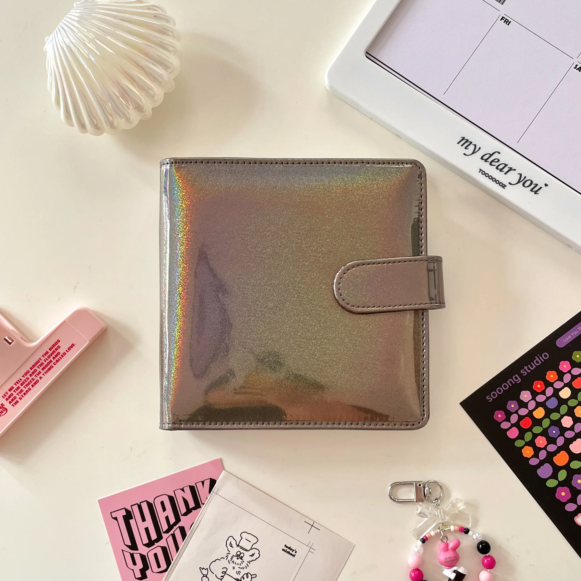 MINKYS Neue Platz Laser Bling PU Leder Photocards Sammeln Buch Binder Notebook Abdeckung Tagebuch Agenda Planer Schreibwaren – Detail 8