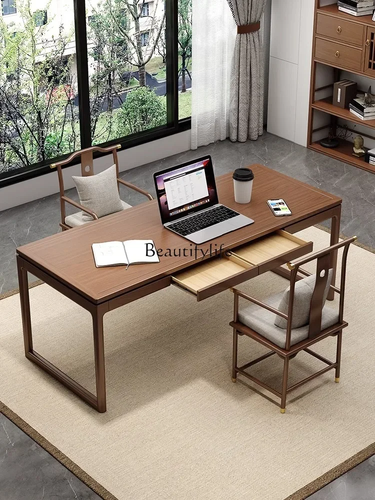 ls 42 New Chinese style solid wood desk home living room office computer desk writing desk