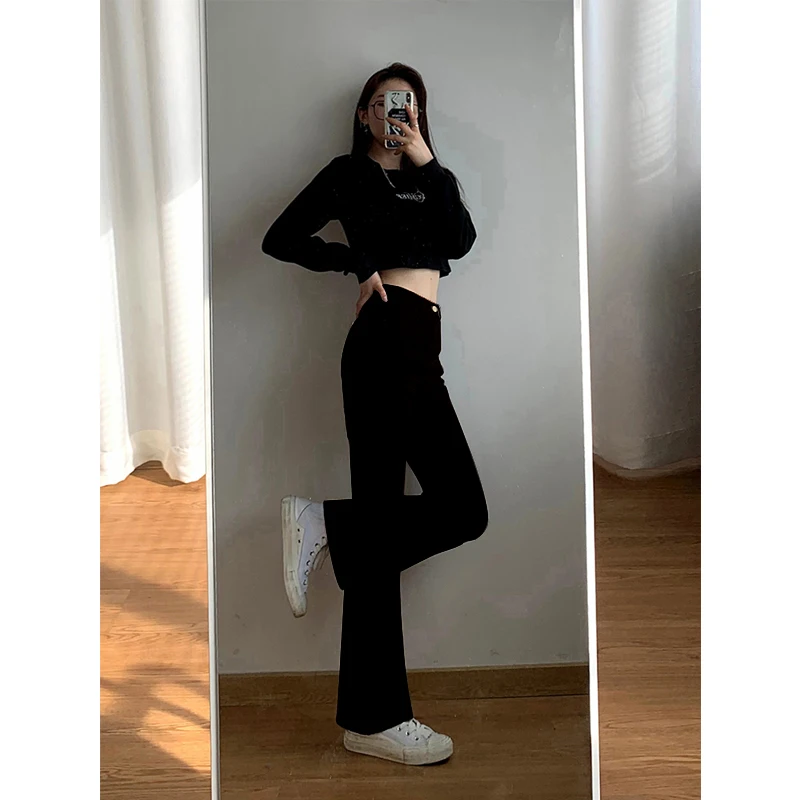 プラスサイズ レディース スキニー ジーンズ ハイウエスト ストレートレッグ 薄型モデル 多用途 ワイドレッグパンツ 夏 薄手 新作 スレ デニム フレア...