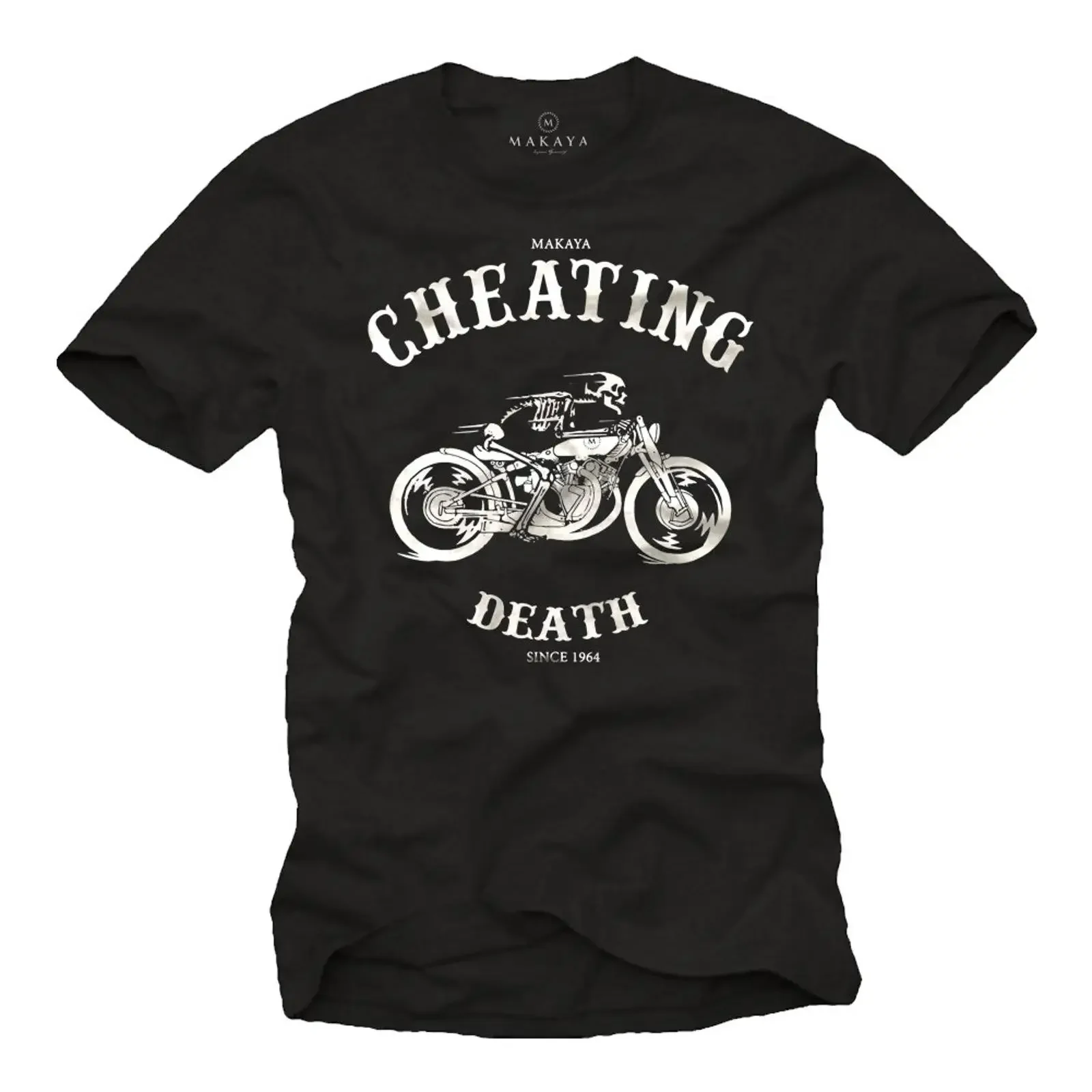 MAKAYA T Shirt for motorcyclists Cheating Death Since 1964 Sizes S XXXL vintage Washed Unisex Breathable Top For Everyday Wear