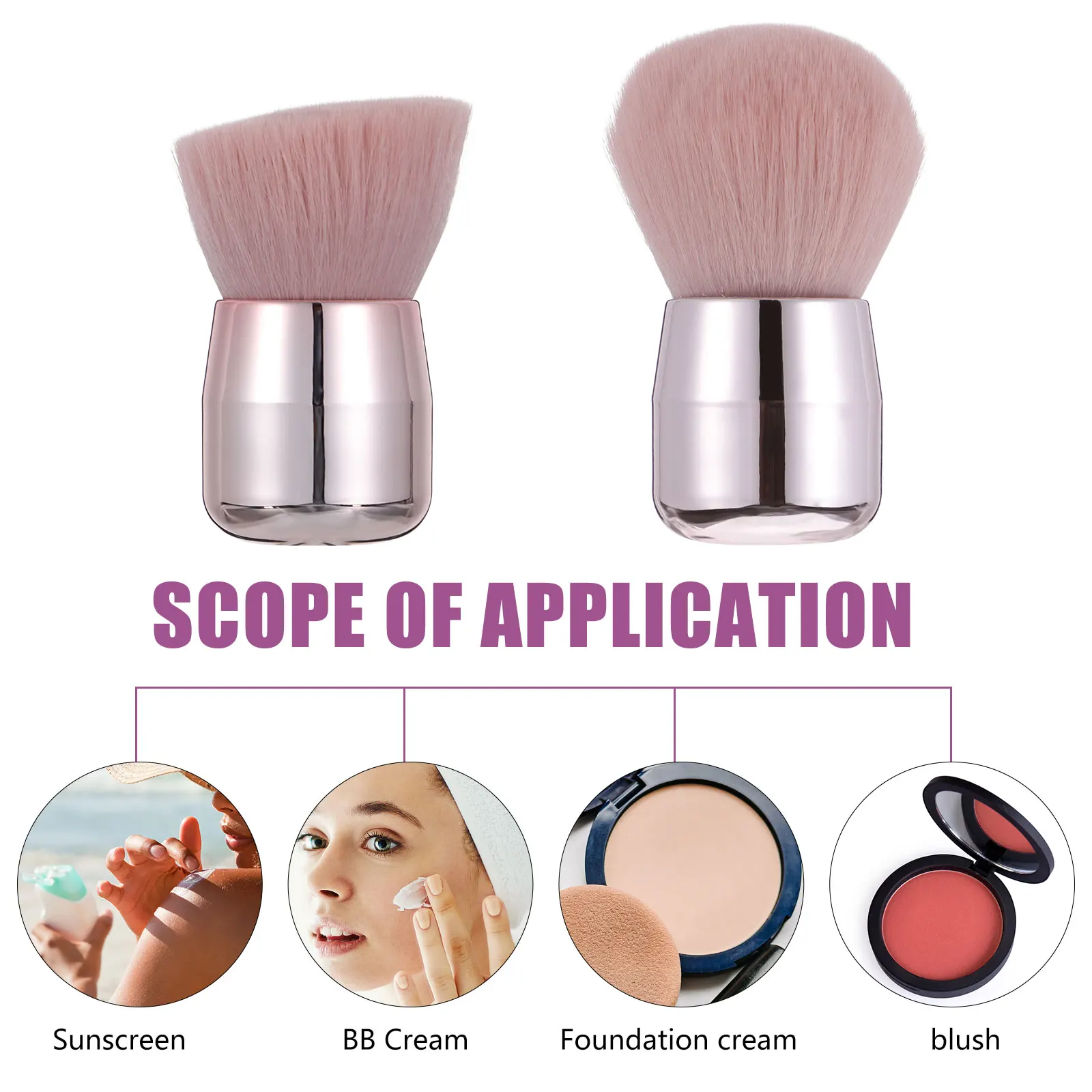 2本のフェイスメイクブラシセット ルースパウダーファンデーションブラッシャーの塗布用 コンパクトデザイン 持ち運びが簡単 理想的なホリデーギフト