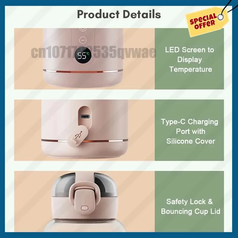 -A89Z لتدفئة زجاجات الأطفال، سخانات زجاجات كهربائية لاسلكية لتدفئة زجاجات الأطفال في الهواء الطلق