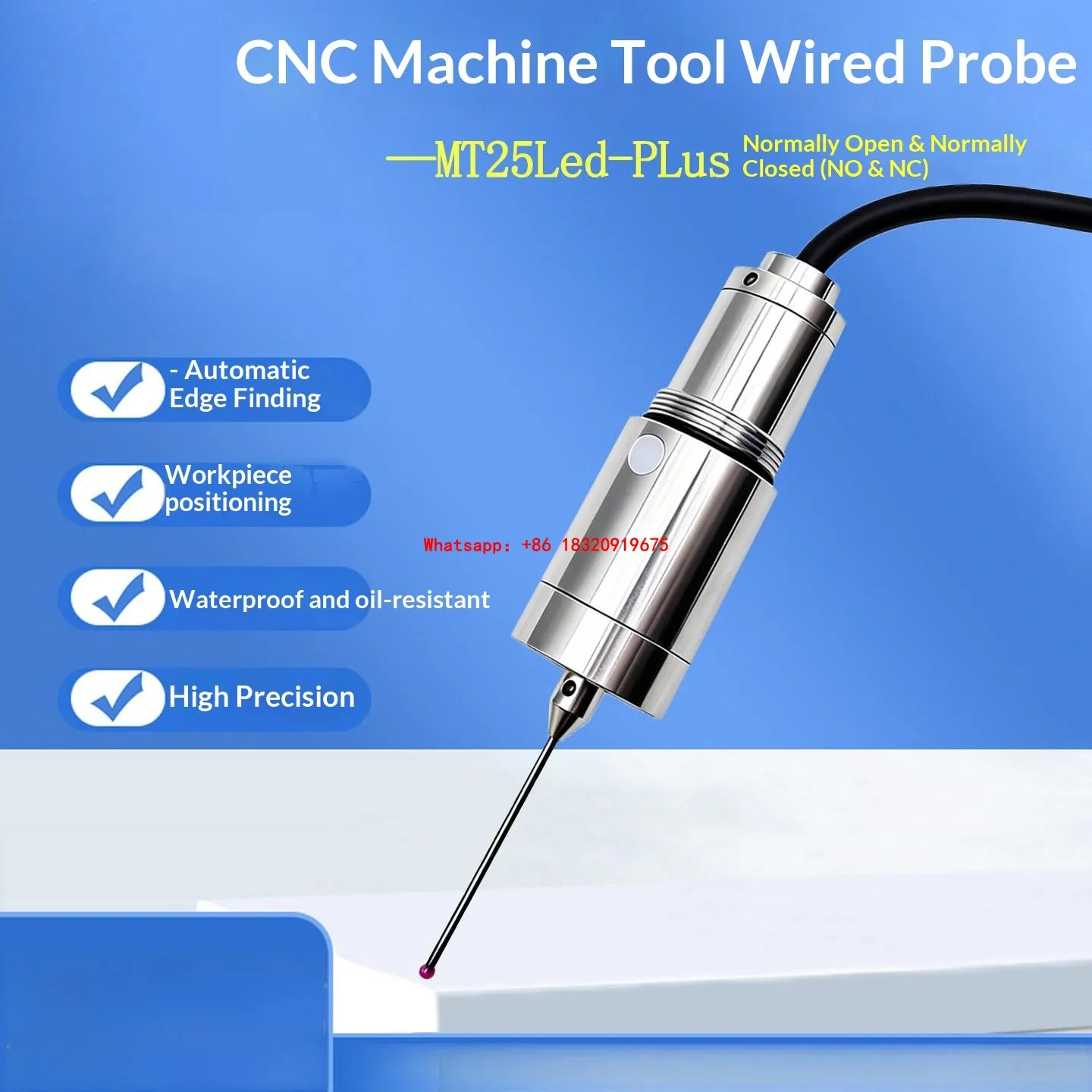 Cyclmotion MT25-Plus Wired CNC Machine Tool Probe (for Lathes and Engraving Machines) / MT25LED-Plus Edge Finder & Center Finder