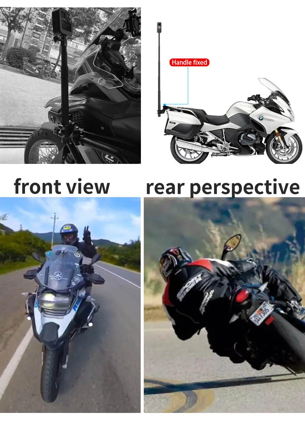 Motorcycle Bicycle Invisible Handlebar Mount Bracket Monopod for GoPro Max Hero 9 Insta360 X2 R Camera Moto Bike Accessories
