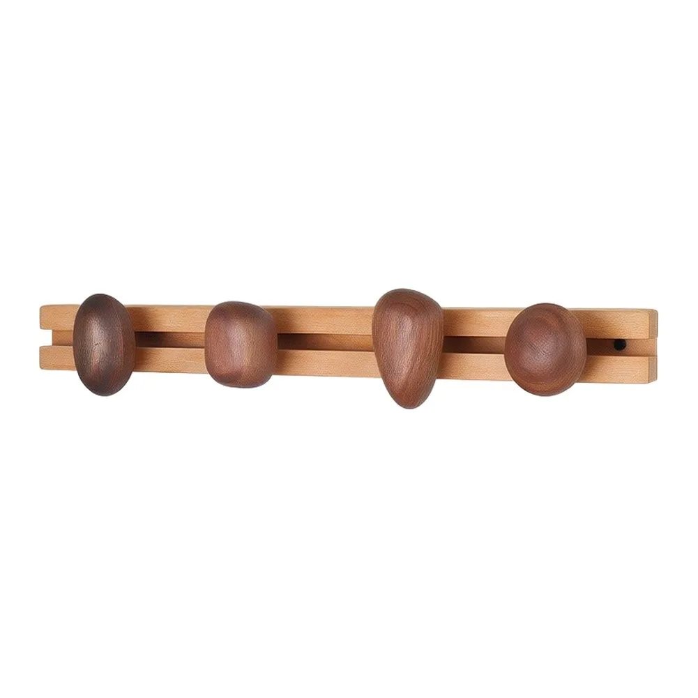 Beech Sliding Coat Hooks Stylish Wall Mounted Coat Rack Space Saving Design Robust Construction Modern Aesthetic Style
