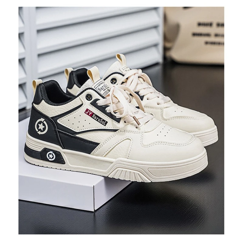 

New Fashion White Sneakers Men Korean Style Student Shoes Thick Sole Vulcanized Shoes Casual Board Shoes Harajuku Tenis