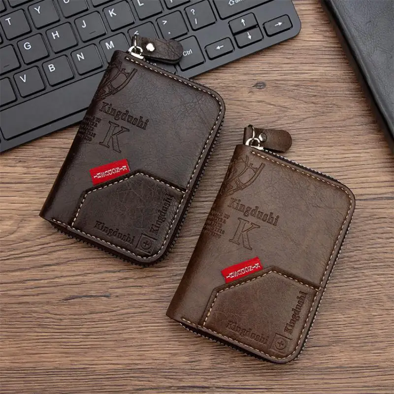 Homefish Vintage Slim Wallet Reißverschluss RFID-blockierend 11 Kartenfächer Retro-Stil Geschenk für Männer und Frauen – Detail 2