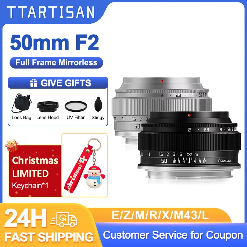 TTArtisan 50mm F2 Full Frame Standard Prime Lens For Fujifilm XF Sony E Leica L Nikon Z Canon RF M43 Mount Lens ZVE10 ZFC XT3 A7