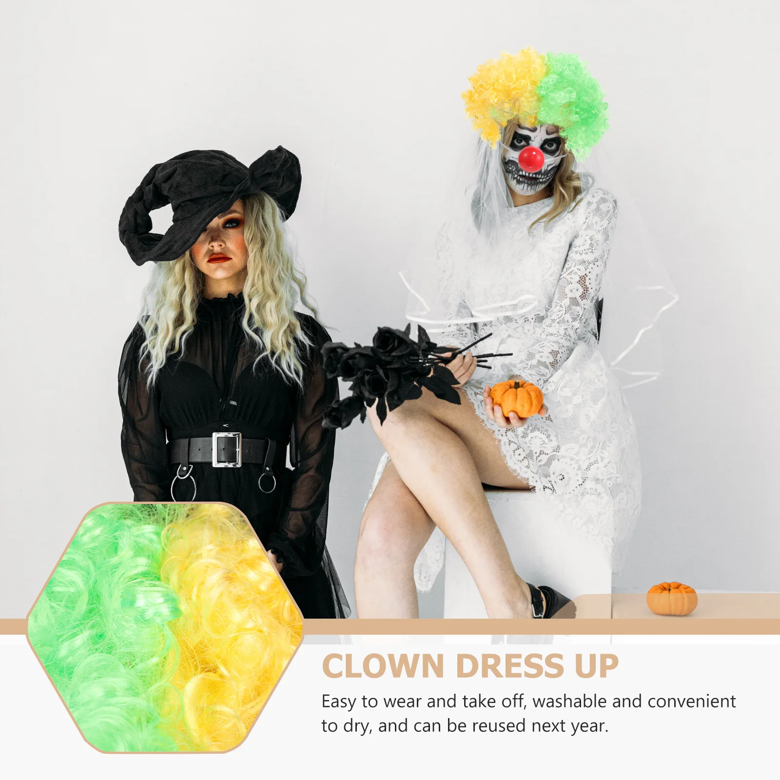 

Durable Clown Hair Carnival Party Supply Breathable Washable Funny Fake Hair Carnival Clown Party Supply