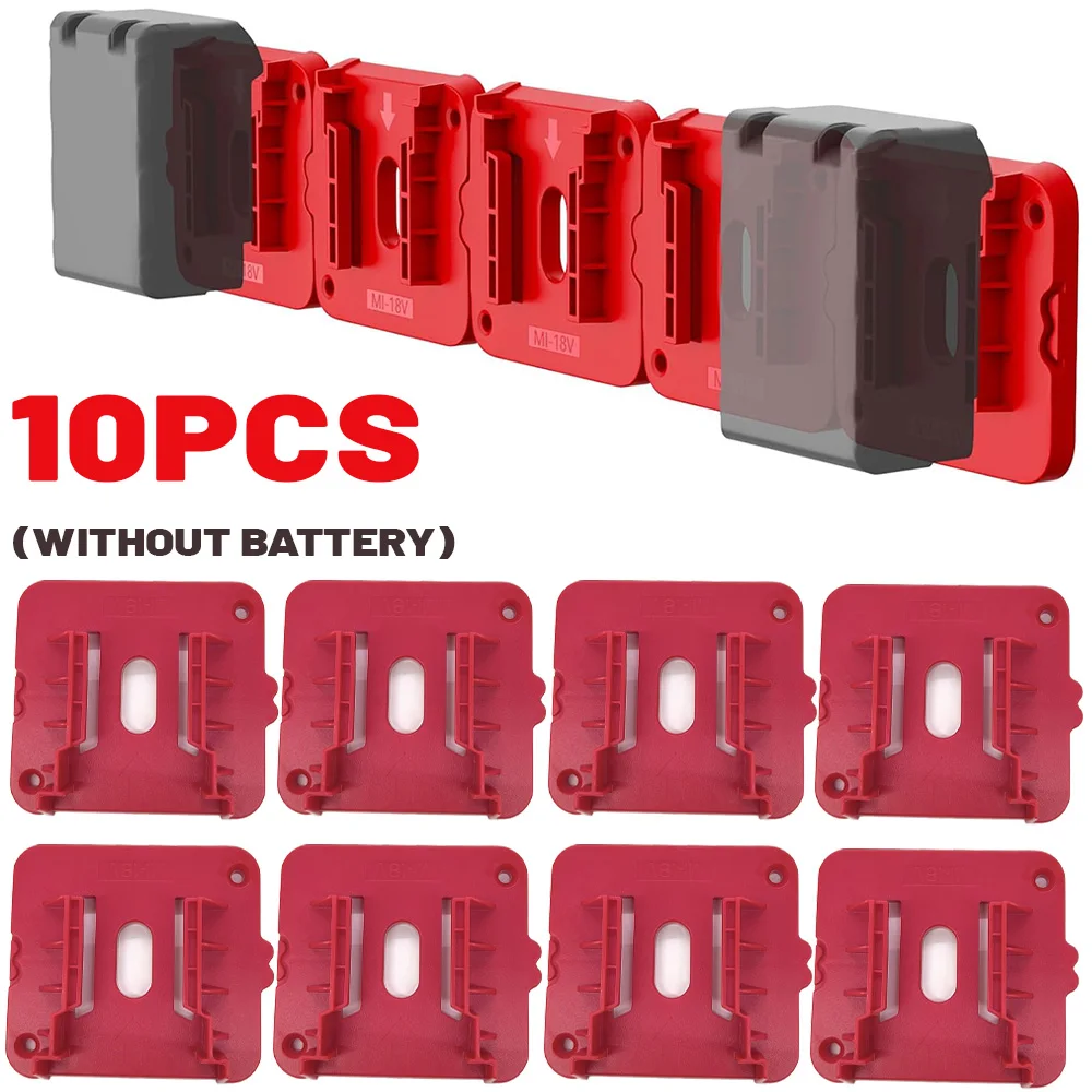 10 PCS Pack Battery Holder Battery Mount For Milwaukee 18V Battery Dock Holder Fit For 48-11-1815 48-11-1828 48-11-1850 Battery