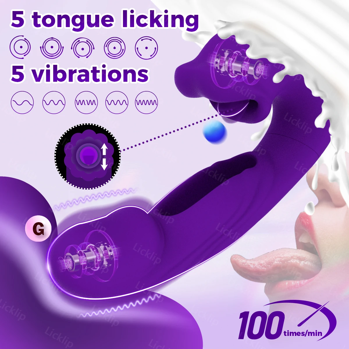 LICKLIP G Spot Flapping Vibrator Licking Modes Massager Tongue Toys for Women Clitoral Stimulation Dildo Anal Sex Toys Adult 18+