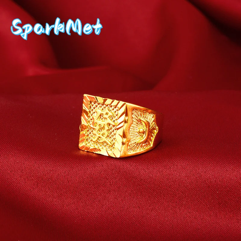 

SparkmetBoutique AU999 gold ring, fashionable and atmospheric men's ring, 24k real gold tycoon jewelry, boss wealth men's ring j