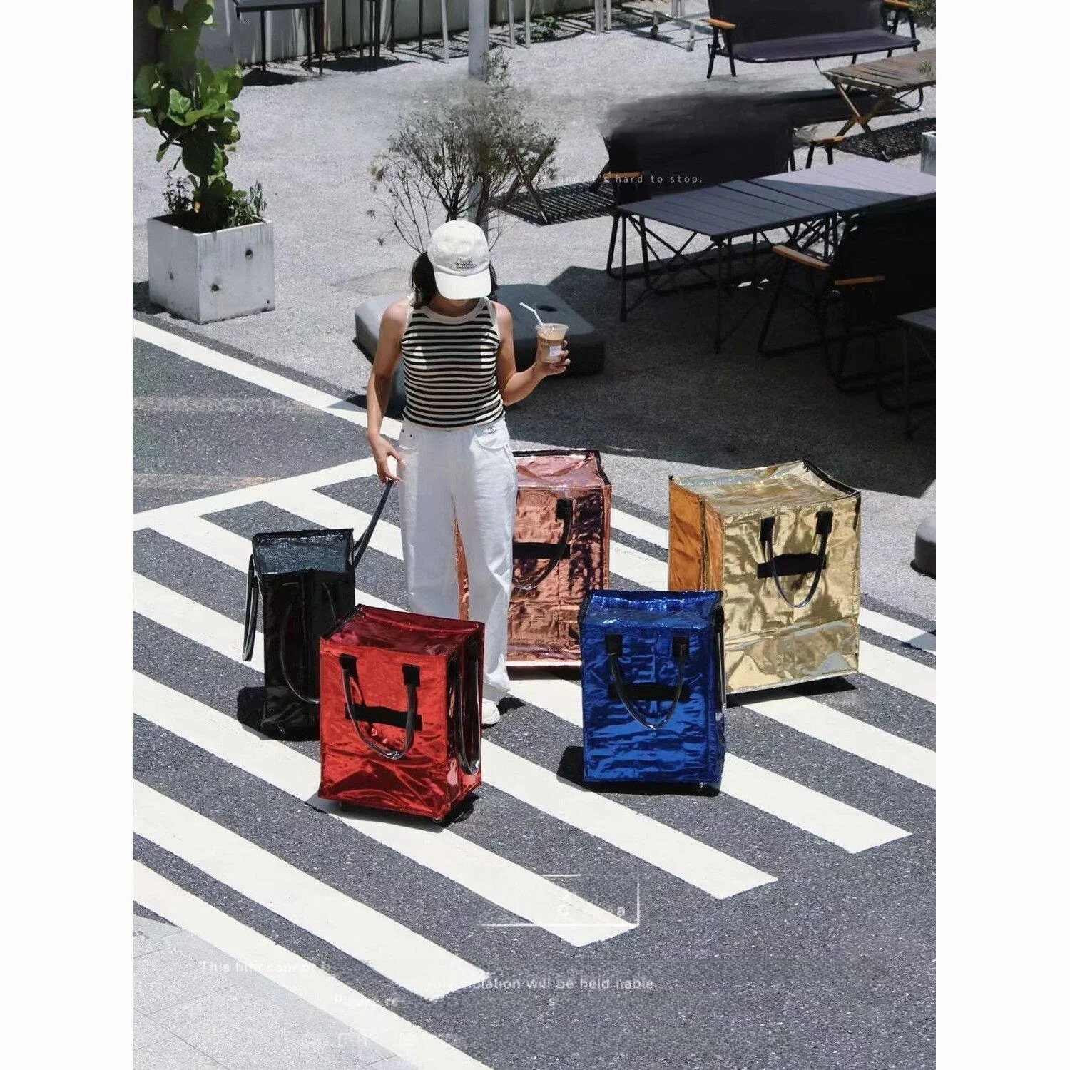 Quiet Wheel Boarding Bag Small Size 20 with Cover Handheld Foldable Camping Business Trip Carry-On Luggage PU Material