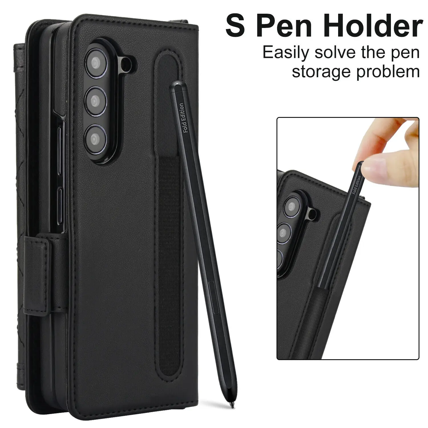 Crossbody Leather Wallet Phone Case Card Holder For Samsung Galaxy Z Fold 6 5 4 3 with S-Pen Holder Straps Hand Holder Cover
