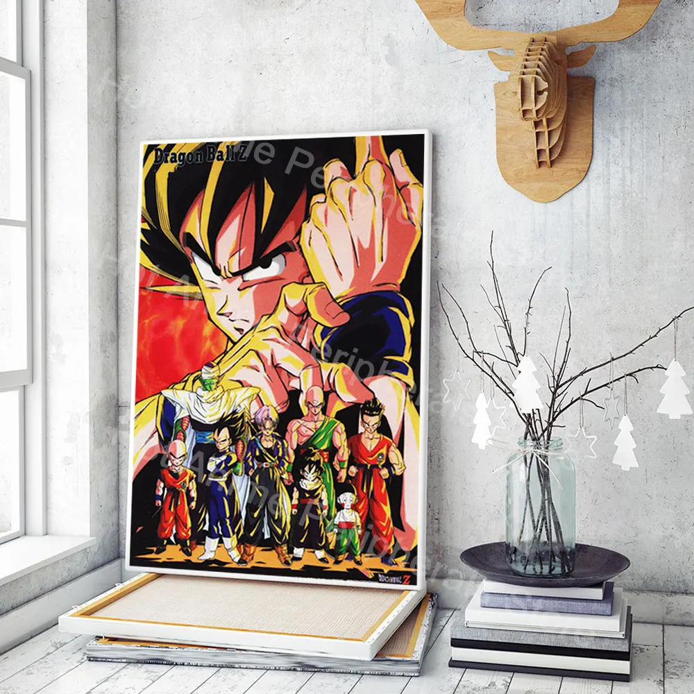 Vintage Posters Dragon Ball Peripheral Anime figures Vegeta Goku Picture Art Canvas Painting for Kids Bedroom Mural Decor Gifts