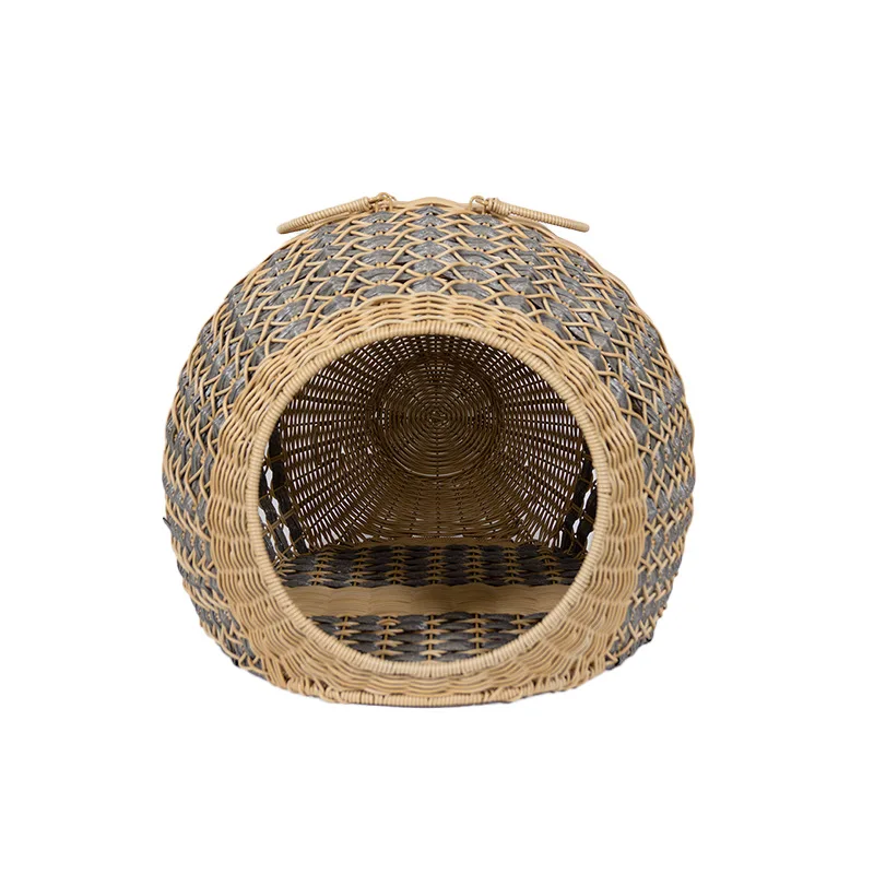 

#For 3 pieces Portable Household Pet Nest Color Weaving Craft Hand-woven Cat Nest All Seasons Universal Round Kennel Small