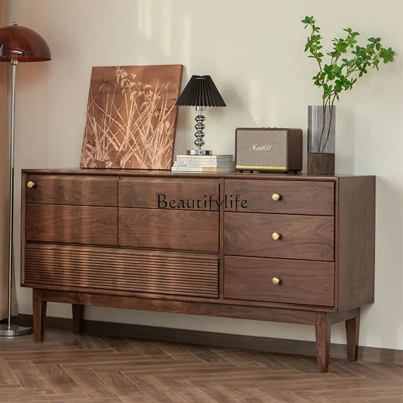 North American black walnut eight-bucket cabinet solid wood bedroom living room storage cabinet