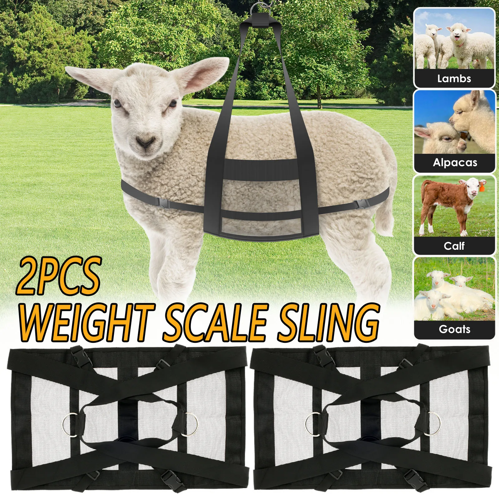 2Pcs Calf Sling for Weighing Animals Multipurpose Livestock Sling  Calf Scale Hanging Weight Scale Sling with Adjustable Straps