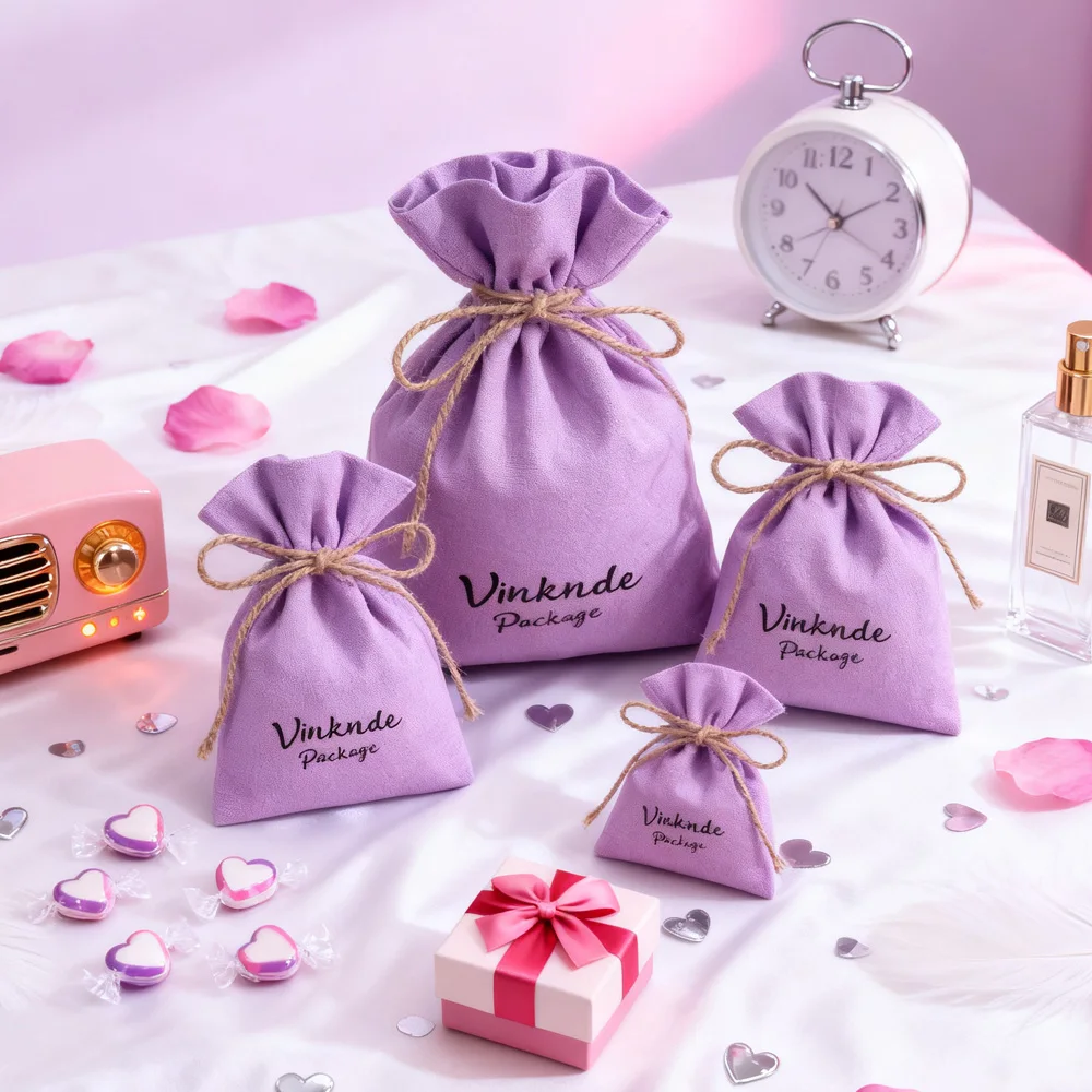 

Модная сумка для ювелирных изделий на шнурке, сумка с логотипом из натурального муслина и хлопка, упаковочные сумки, свадебный подарок для серег, губной помады, конфет