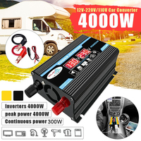 Car Power Inverter 12v to110v 220v Rated 300W Peak 600W Protection 4000W Voltage Diaplay USB Charge 5V DC to AC Converter Solar