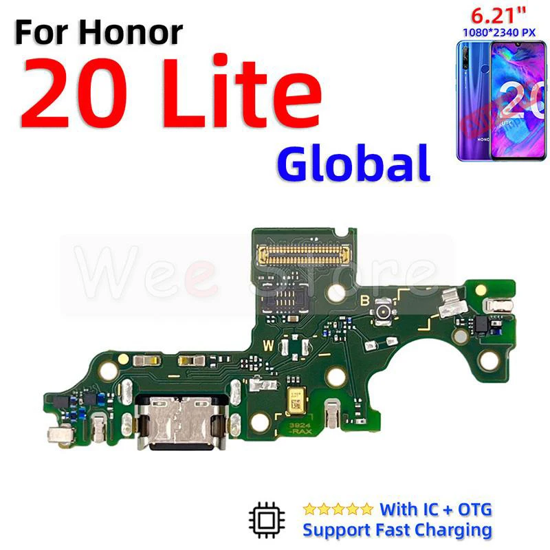 USB Sub Board Dock Mic Charger Connector Charging Port Flex Cable For Huawei Honor View 20 Lite Pro 20i 20s X7 X8 X9 Phone Parts