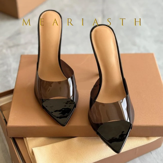 

2025 New Summer Women's High-heeled Sandals Transparent High-heeled Slippers Stiletto Pointed Toe Slip-on High-heeled Sandals