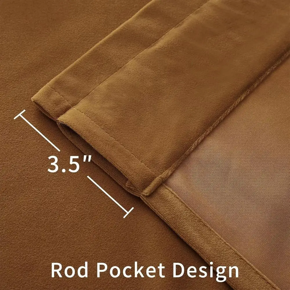 120 ستارة مخملية بنية فاخرة، لوحتين، معزولة حراريًا، تعتيم، ستائر ناعمة لتغميق الغرفة، W52 x L120