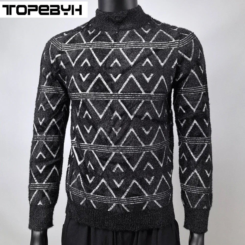 Men\'s New Imitation Mink Sweater Soft and Comfortable Fashion Warm Knit Sweater Tops