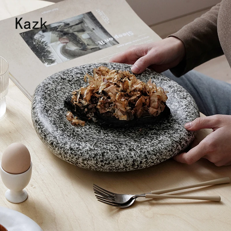 Japanese Style Cold Dishes Ceramic Plate Creative Irregular Pebble Shape Sashimi Sushi Plate Western Tableware Serving Tray