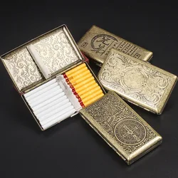 Portable Bronze Cigarette Case, Carving Men's Flip Metal, Compressive Cigarette Storage Box, Tobacco Holder, New, 12 Packs