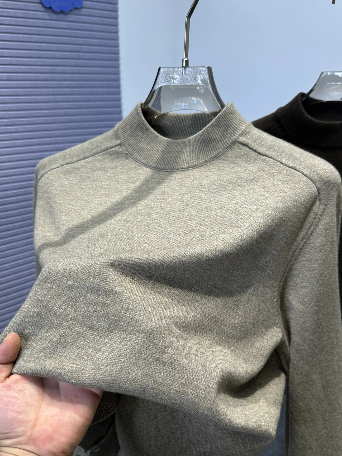 

Casual Men's f-High Collar Knitwear Sweater Pure Color Leisure Pullover Inner Wear Mid-Ne Line Clothes Autumn Winter New...