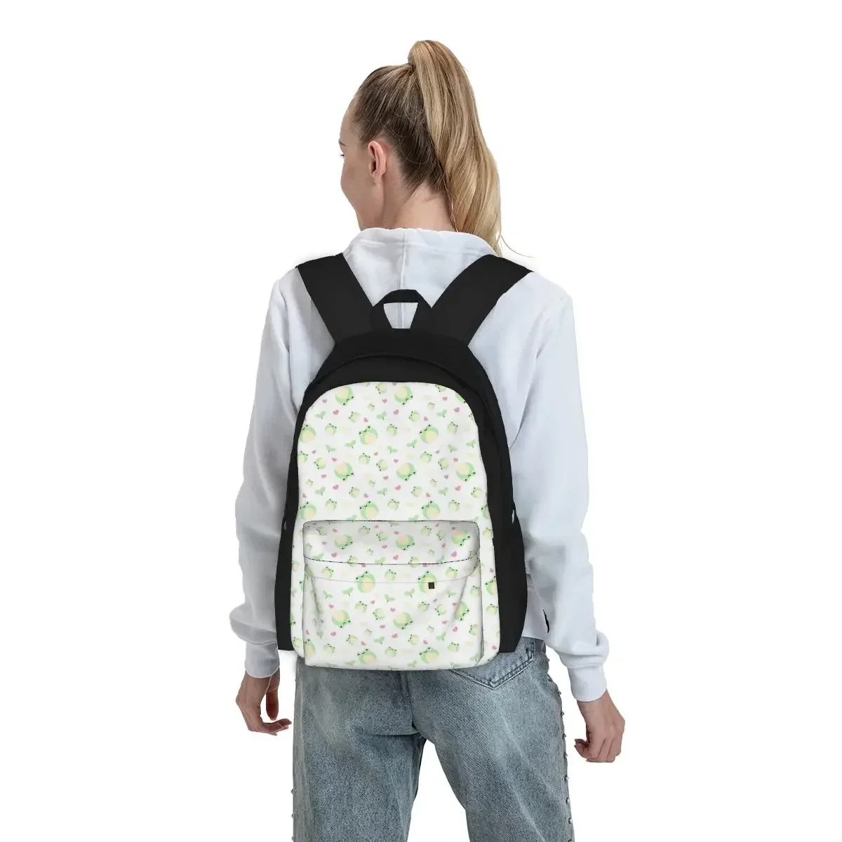 Cute Frog Pattern Backpacks Boys Girls Bookbag Students School Bags Cartoon Kids Rucksack Laptop Rucksack Shoulder Bag