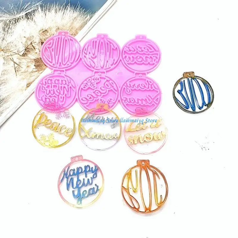 

573B Round Christmas Ornaments Pendant Molds Hollow Xmas Resin Molds DIY Craft