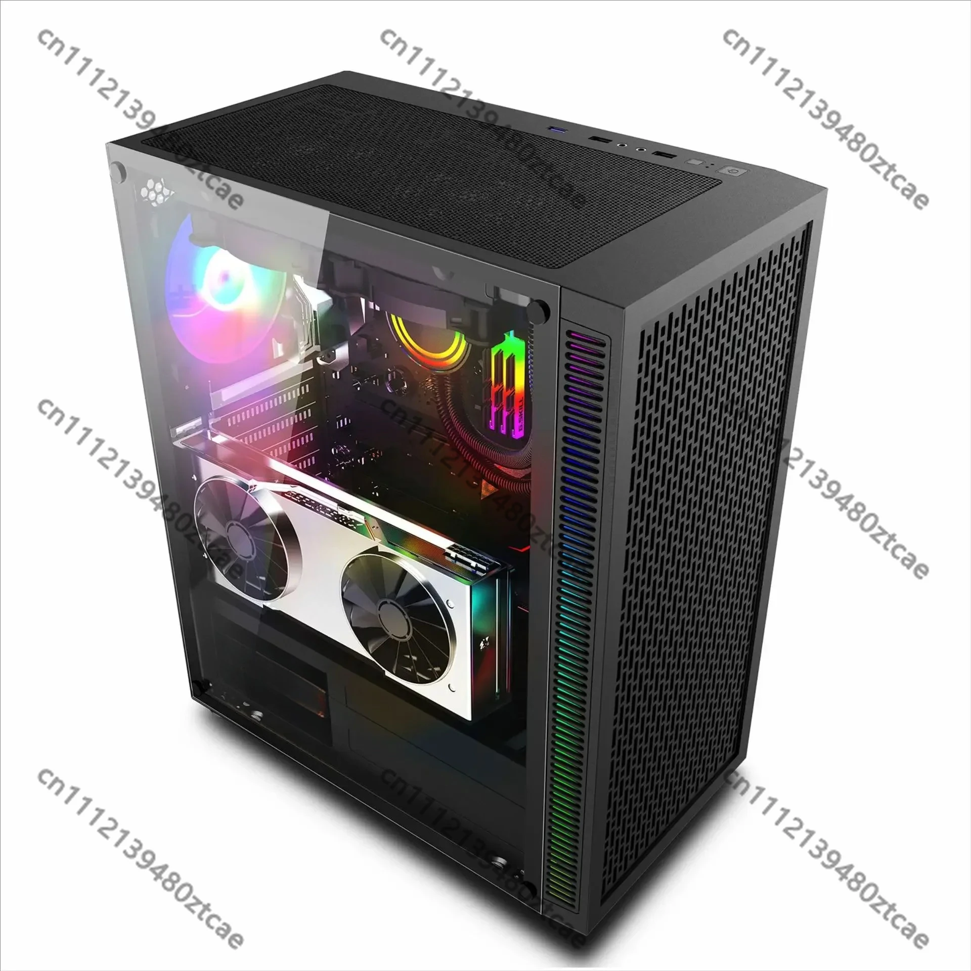 E-ATX Dual Motherboard PC Case Tempered Glass Side Panel Black Desktop Chassis Support X79 X99 Mainboard High Airflow Gaming
