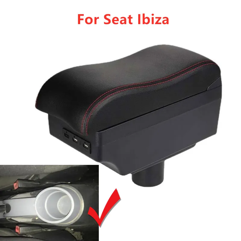 Armrest Box for Seat Ibiza 6j Ibiza 6L Car Leather Arm Rest Center Console Storage USB Accessory