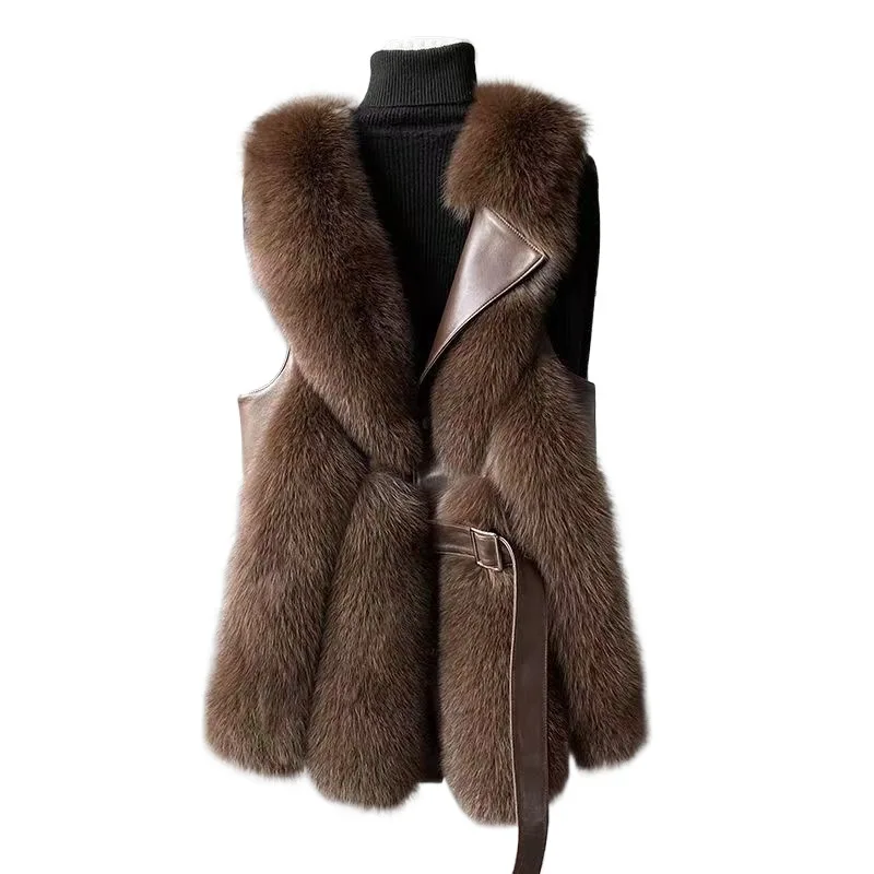 المألوف الشباب الثعلب الفراء سترة المرأة التخسيس تنوعا الراقية ملابس خارجية أنيقة تخفيف نمط المدينة لون نقي الربيع الساخن... #5